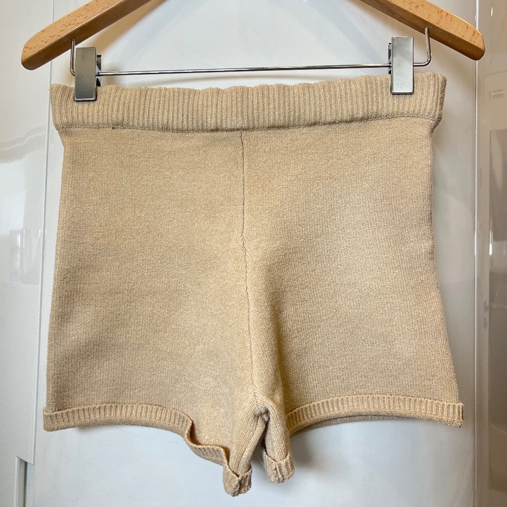 Beige Knit Biker shorts